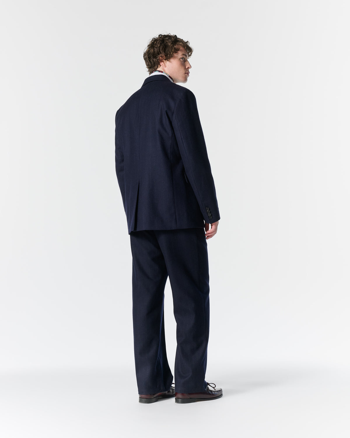 Single-Breasted Chalk Stripe Wool Jacket
