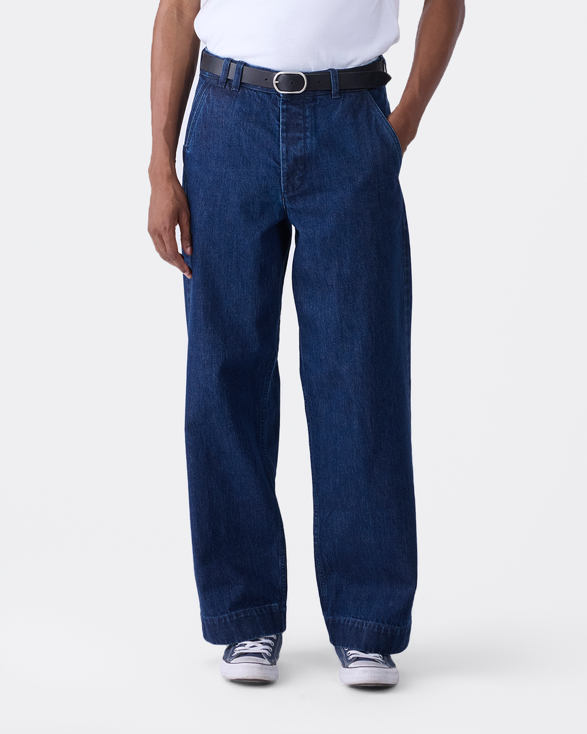 Buckle-Back Denim Pant